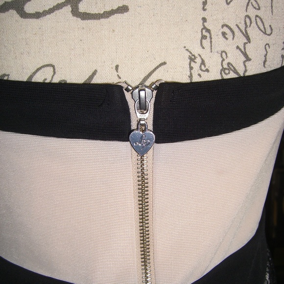 LIPSY BEIGE BLACK LACE STRAPLESS BODYCON DRESS US8 - Picture 6 of 6